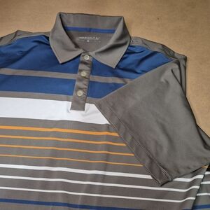 Nike Men's Polo Golf Club Shirt - Blue, Gray, and Orange Striped 2745/2